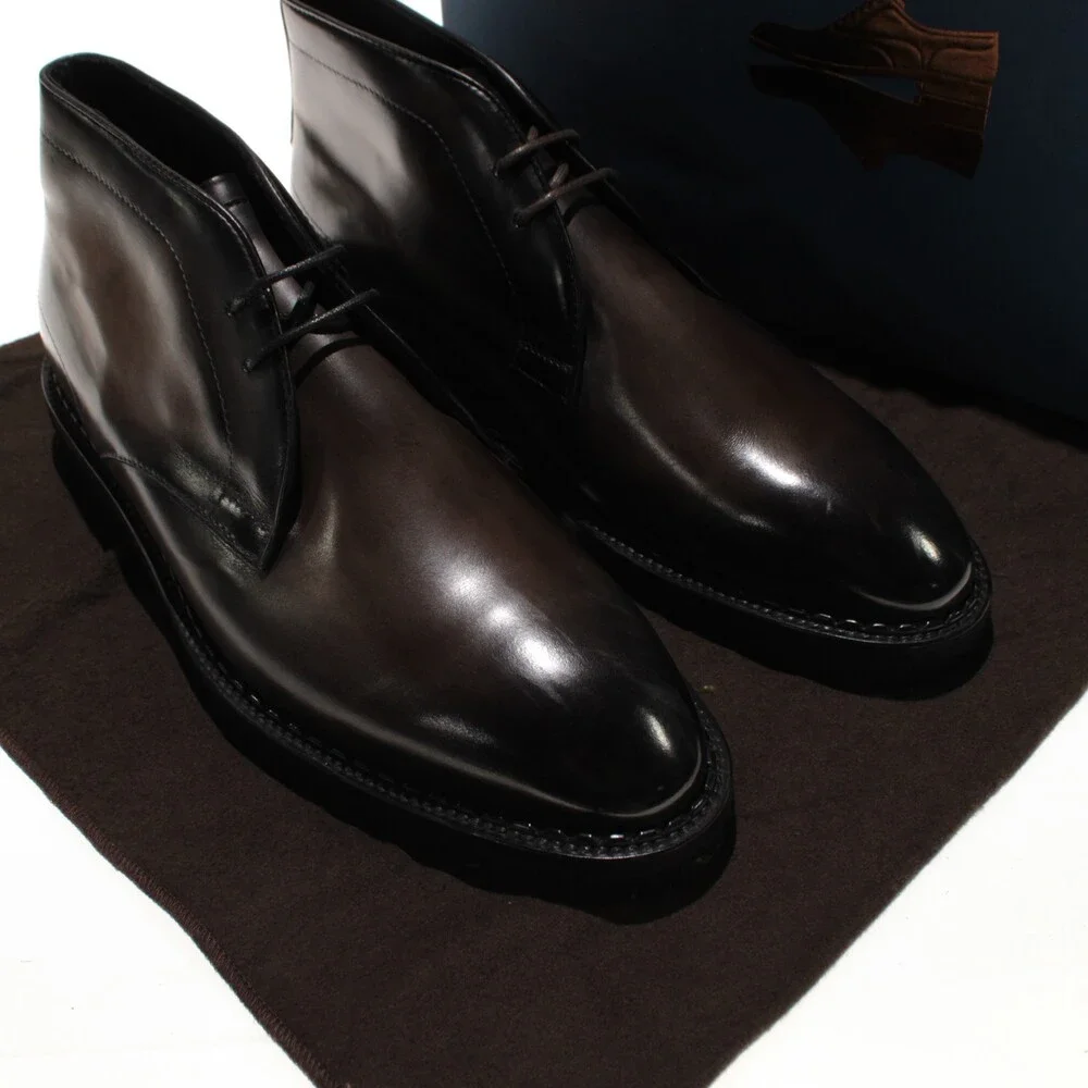 Di Bianco NWD Calgara Lace Up Chukka Boots Size 9 US in Dark Green Leather